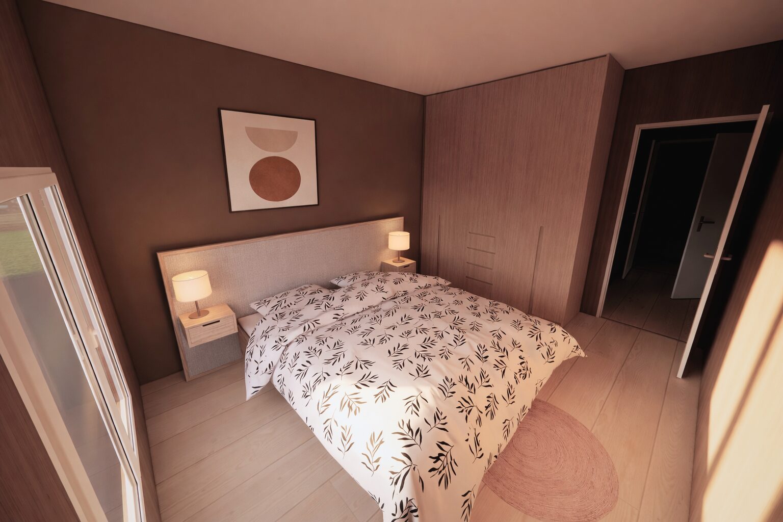 Chambre avec rangements intégrés