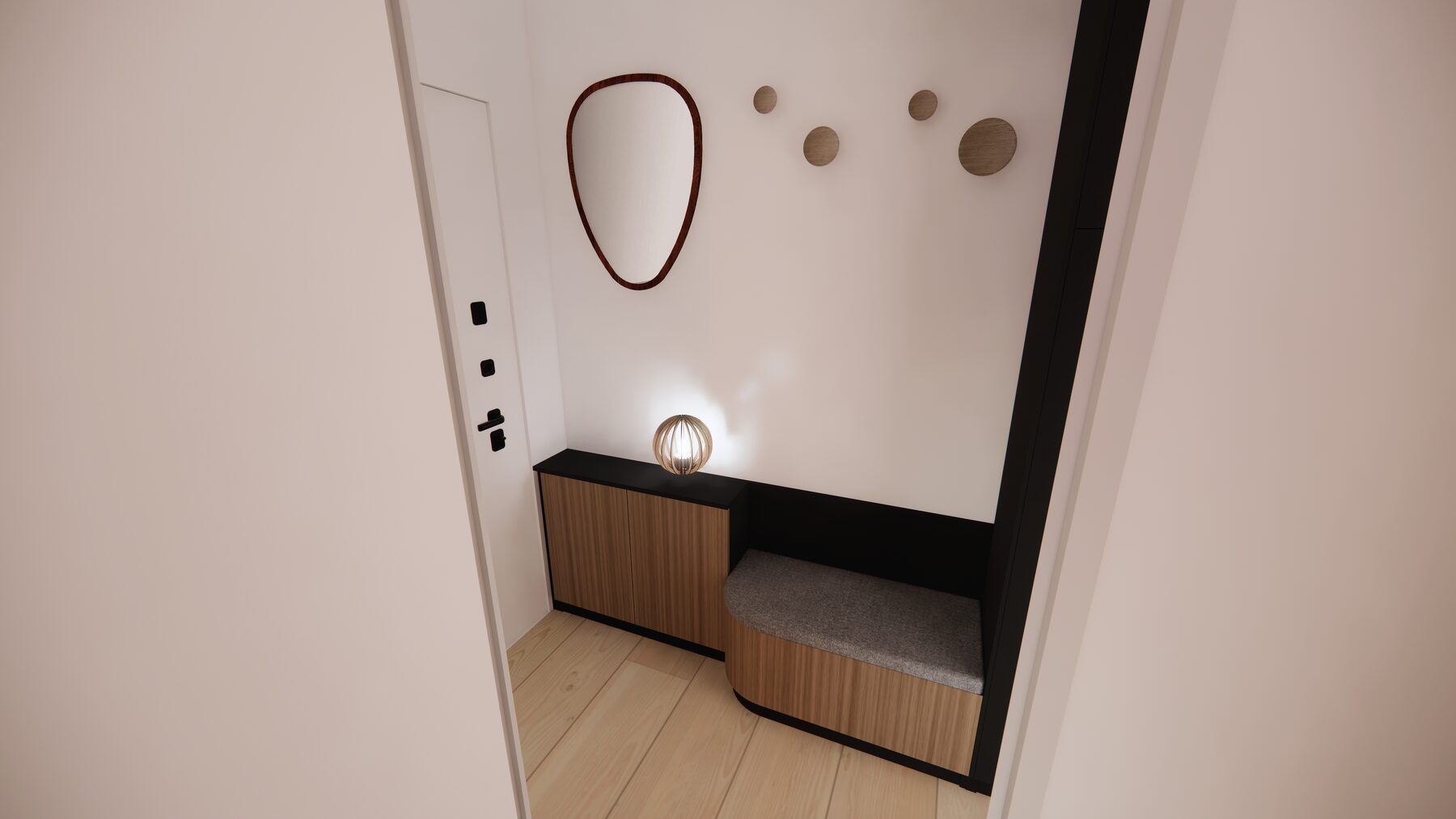 Entrée avec banc et rangements sur mesure